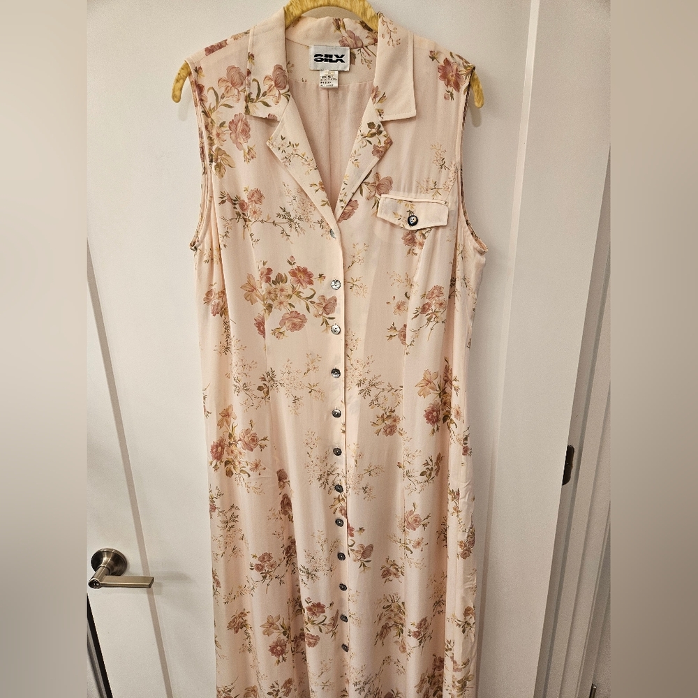 NWT - SILX 100% Silk Lined Pink Dress - Size L - Vintage